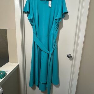 Lane Bryant Teal Midi Dress with Self-Tie Waist NWT